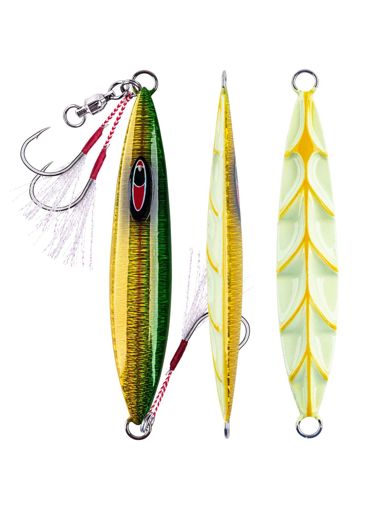 GOTURE 1pc Móc hỗ trợ phát sáng chậm Pitch Jigs đôi - màu xanh lá - Xem 1
