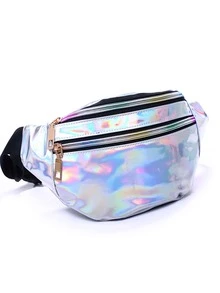 Riñonera holográfico miedoso cremallera PVC para diariamente - Plateado - Ver 2