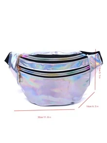 Riñonera holográfico miedoso cremallera PVC para diariamente - Plateado - Ver 3