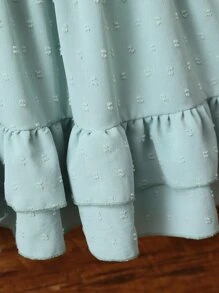 小女童花卉刺繡荷葉邊洋裝 - 綠色 - 查看 3