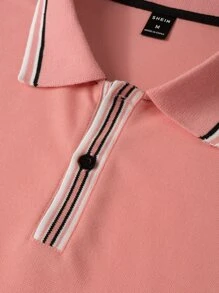 Manfinity Homme 男士條紋飾邊POLO衫