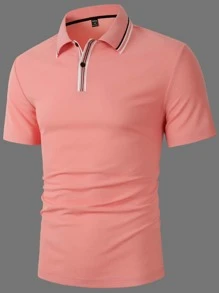 Manfinity Homme 男士條紋飾邊POLO衫