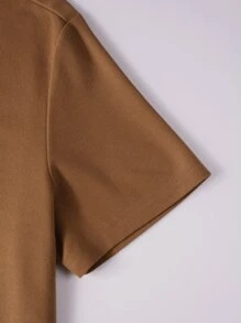 Manfinity Homme Nam Tương Phản Sọc Băng Khuy Nút Cổ Áo Golf Công Sở Áo Polo Cho Chồng - màu nâu - Xem 7