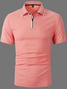 Manfinity Homme 男士條紋飾邊POLO衫