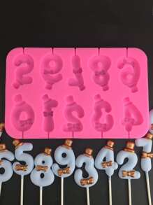 1pc DIY Number Lollipop Mold - Pink - View 1