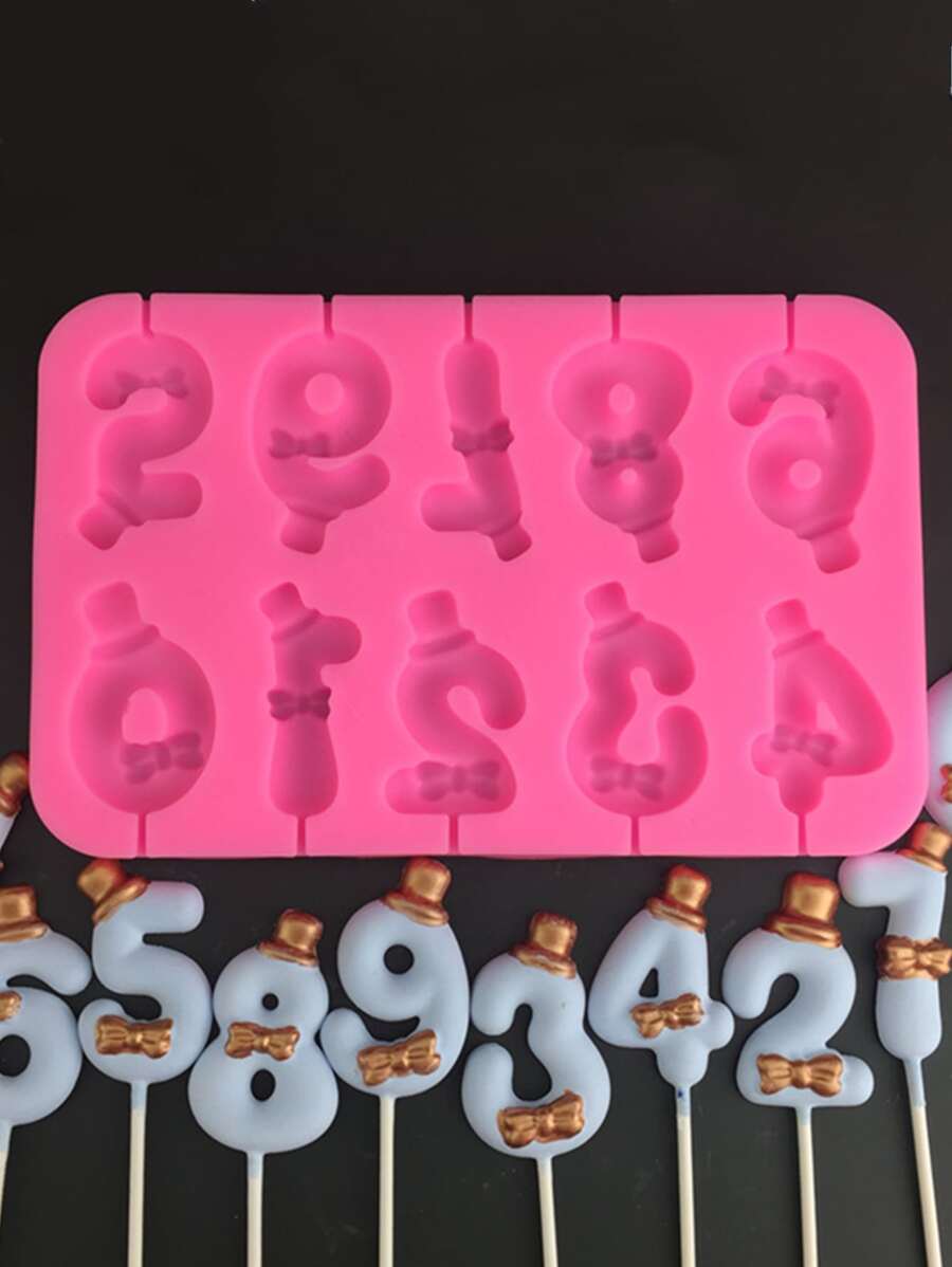 1pc DIY Number Lollipop Mold - Pink - View 1