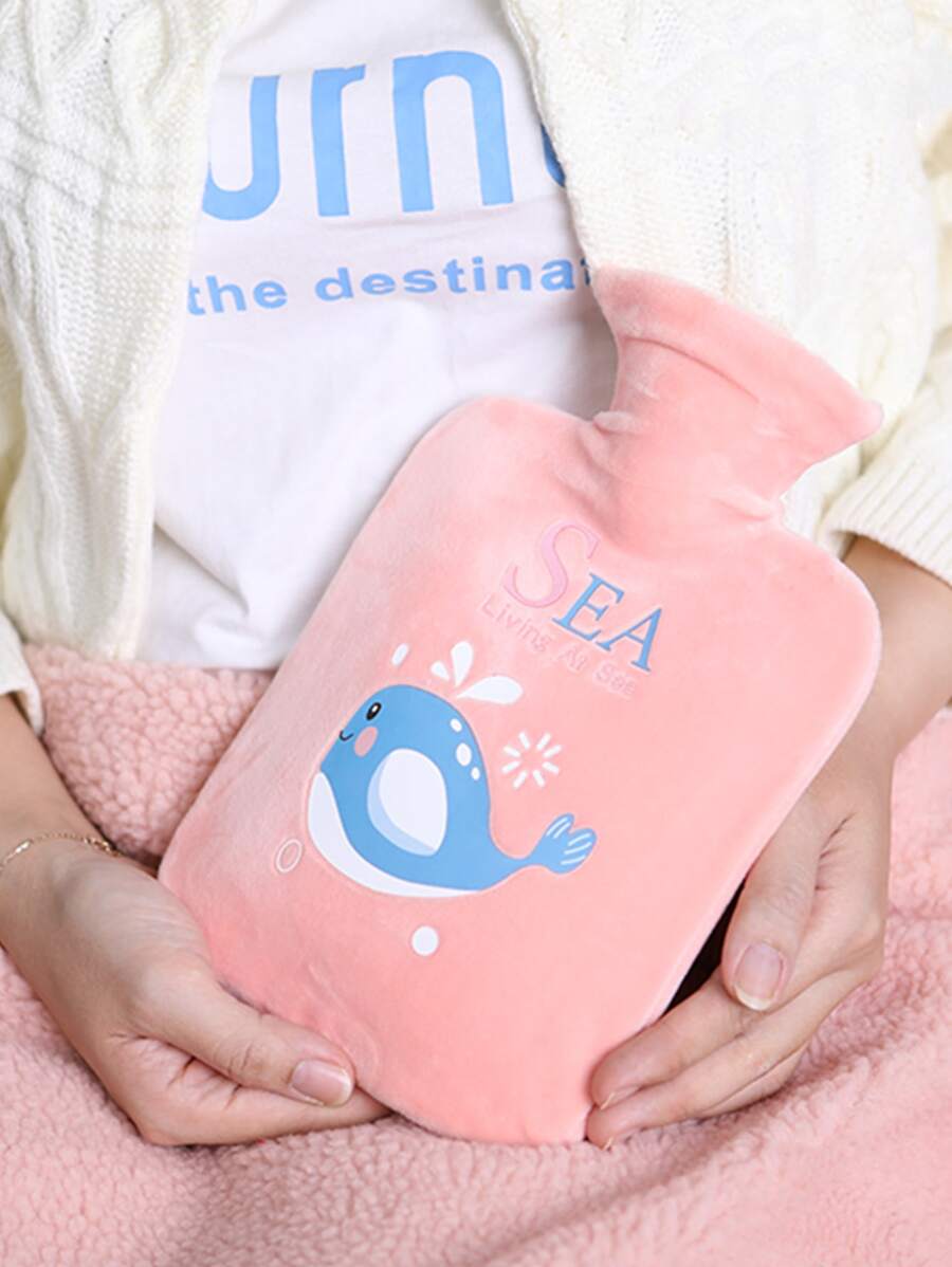 1入組熱水袋帶卡通毛絨套