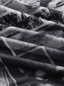 SHEIN ICON 眼睛圖案不對稱下擺網紗抹胸上衣和包臀半身裙 - 黑色 - 查看 8