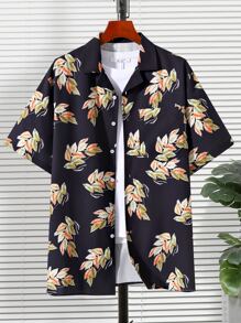 Manfinity Men Plants Print Shirt Without Tee - Black - View 1