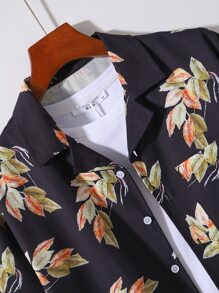 Manfinity Men Plants Print Shirt Without Tee - Black - View 5