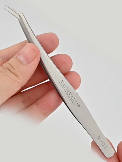 Eyelash Extension Tweezers Makeup Stainless Steel Eyelash 1 pc silver for eyelash collection N-01