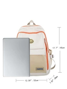 女孩背包中學學生書包,校園背包,旅行包 - 米色 - 查看 3