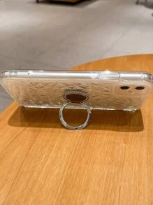 水鑽裝飾透明手機殼帶圓環支架 - 無色 - 查看 3