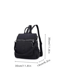 Women Water-Resistant Nylon Backpack, Lightweight Travel Bag - Black - View 4