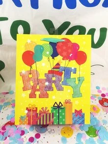 3入組/套紙質禮品袋卡通氣球和字母圖形禮品包裝袋適合禮品派對 - 彩色 - 查看 2