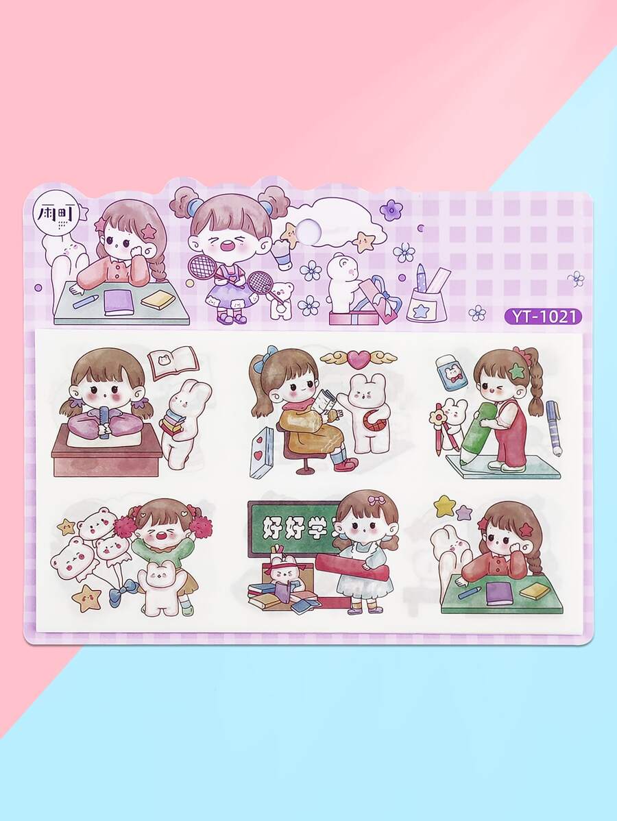 10 piezas Pegatina con estampado de dibujos animados - Multicolor - Ver 1