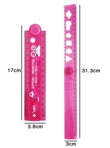 1pc Cartoon Graphic Straight Ruler, Cute Foldable School Office Measuring Tool - Red - View 4