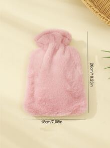 1pc Random Color Fluffy Hot Water Bag - Pink - View 5