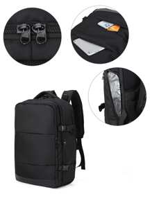 男士大容量背包,登機箱行李帶鞋格,濕和乾分離口袋,多功能商業旅行後背包適用於17英寸筆記本電腦和平板 - 黑色 - 查看 5