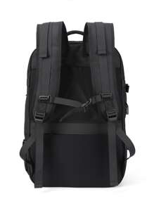 男士大容量背包,登機箱行李帶鞋格,濕和乾分離口袋,多功能商業旅行後背包適用於17英寸筆記本電腦和平板 - 黑色 - 查看 8