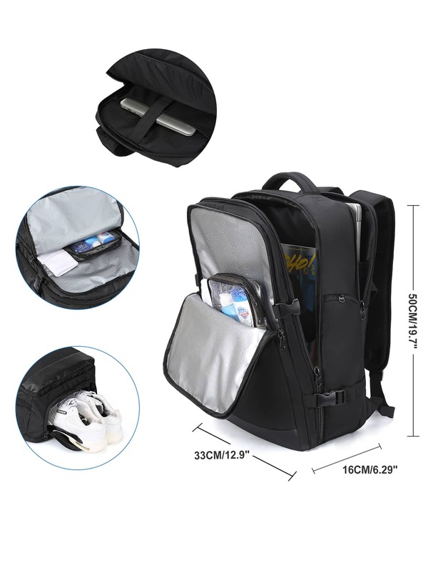 Men's Large Capacity Backpack, Carry-on Luggage With Shoe Compartment, Wet And Dry Separate Pocket, Multifunctional Business Travel Backpack For 17-inch Laptop And Tablet