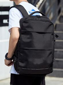 男士大容量背包,登機箱行李帶鞋格,濕和乾分離口袋,多功能商業旅行後背包適用於17英寸筆記本電腦和平板 - 黑色 - 查看 9