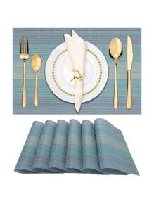 1入組條紋桌墊用於廚房餐桌現代PVC餐墊 - 藍色 - 查看 1