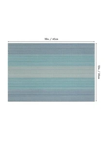 1入組條紋桌墊用於廚房餐桌現代PVC餐墊 - 藍色 - 查看 2