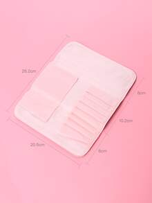 1入組可折疊化妝刷收納袋珠寶旅行箱旅行化妝包洗漱包旅行小化妝包旅行化妝袋化妝工具容器旅行包PU，帶皮帶和隔層 - 粉色 - 查看 2