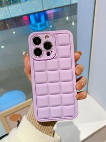 格紋壓花TPR聚氨酯手機殼 - 紫色 - 查看 1