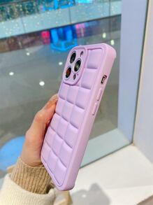 格紋壓花TPR聚氨酯手機殼 - 紫色 - 查看 2