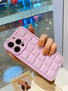 格紋壓花TPR聚氨酯手機殼 - 紫色 - 查看 3