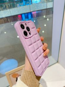 格紋壓花TPR聚氨酯手機殼 - 紫色 - 查看 4