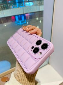 格紋壓花TPR聚氨酯手機殼 - 紫色 - 查看 6