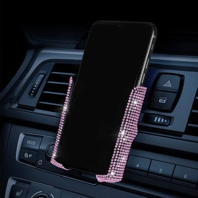 1pc Rhinestone Decor Car Air Outlet Phone Holder
