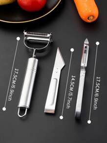 3 piezas Rallador de acero inoxidable - Plateado - Ver 2