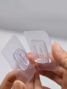 6pcs Clear Self-adhesive Hook, Multifunction Wall Hook For Household - Clear - View 1