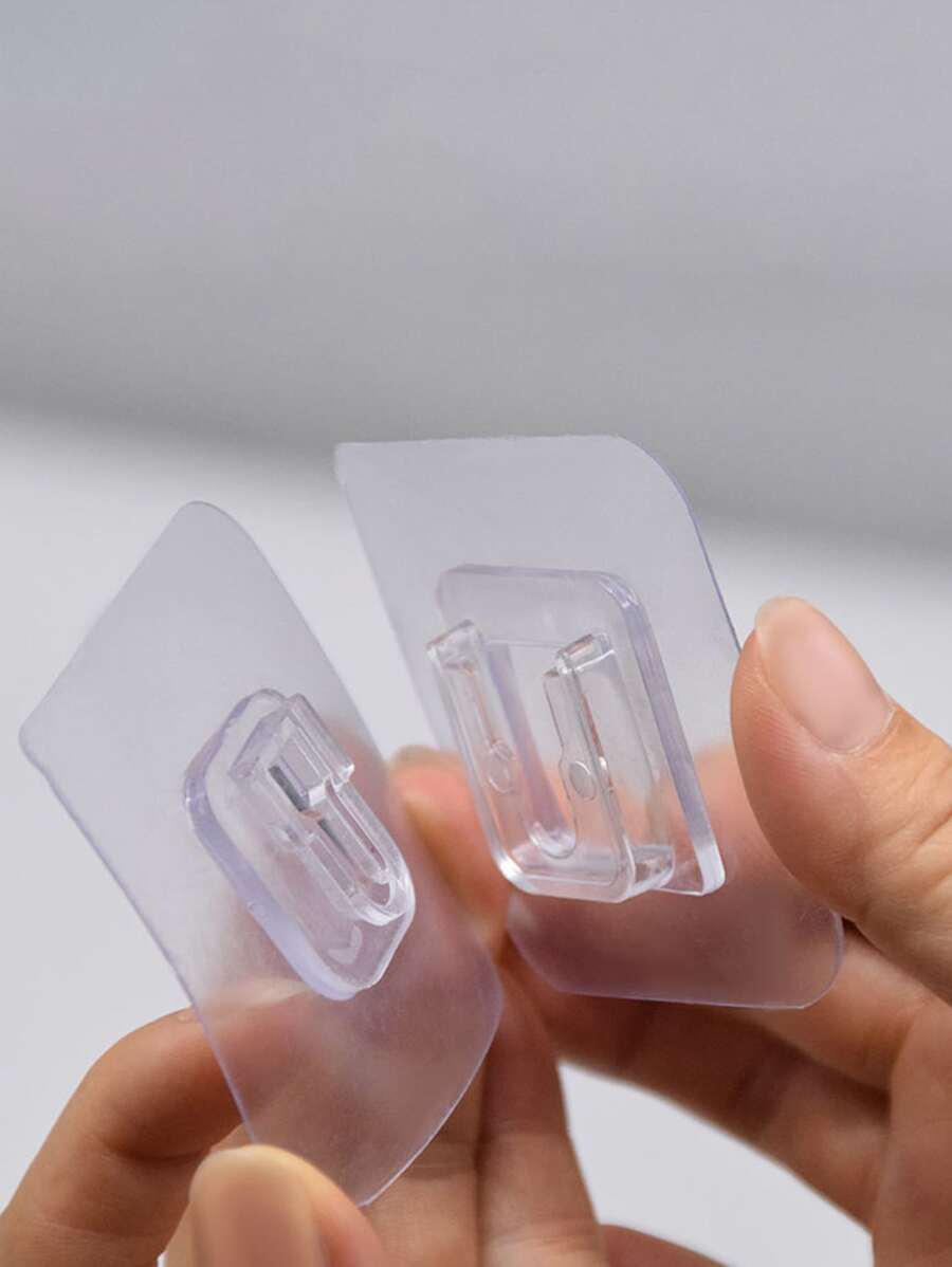6pcs Clear Self-adhesive Hook, Multifunction Wall Hook For Household - Clear - View 1