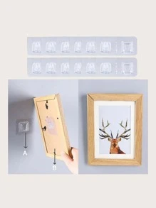 6pcs Clear Self-adhesive Hook, Multifunction Wall Hook For Household - Clear - View 3