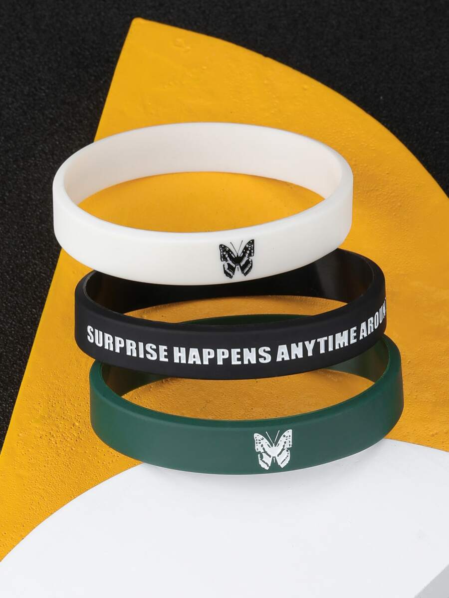 3 cái/bộ Vòng tay họa tiết hình bướm & chữ cái cho nam - Nhiều màu - Xem 1