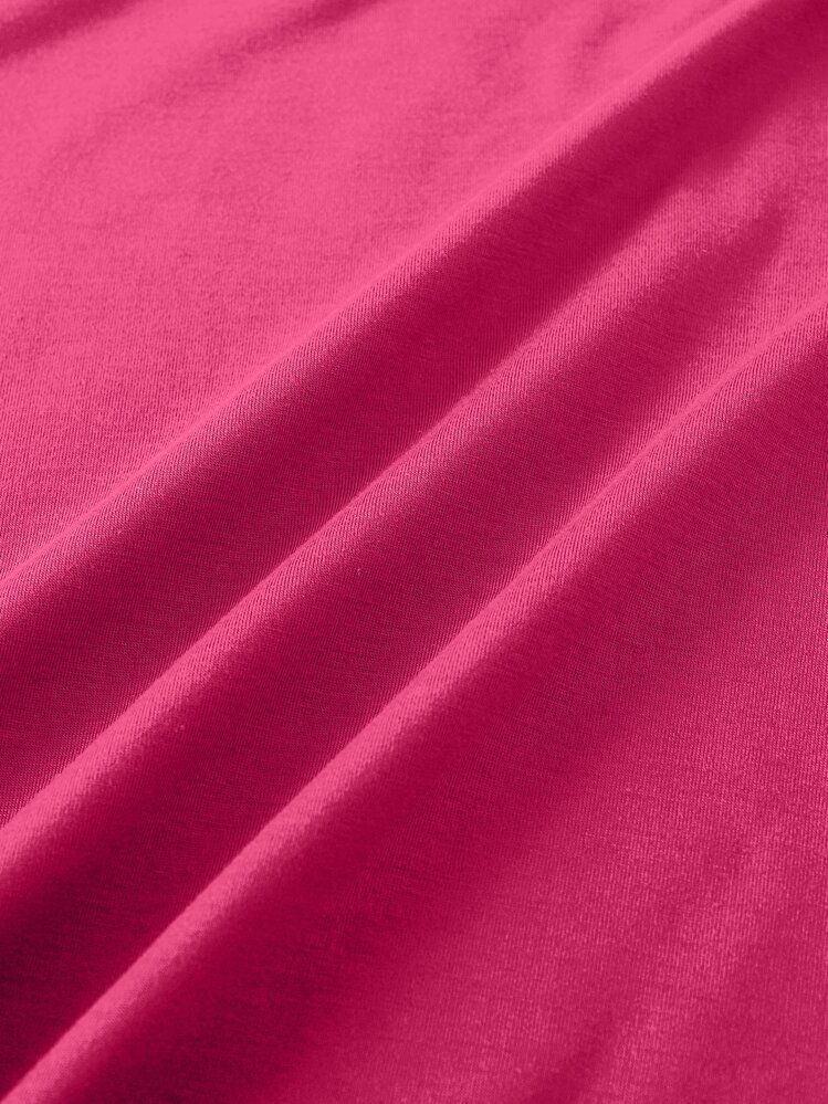 SHEIN LUNE เสื้อยืด กราฟฟิค ทรอปิคอล & ตัวอักษร - สีชมพูบานเย็น - ดู 3