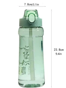 1入組字母圖案透明隨機色水瓶 - 彩色 - 查看 2