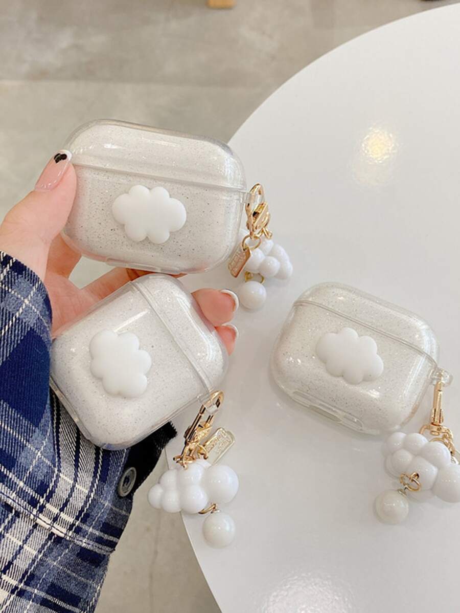 1入組3d雲朵裝飾tpu殼,適用於airpods 1/2和airpods Pro - 無色 - 查看 1