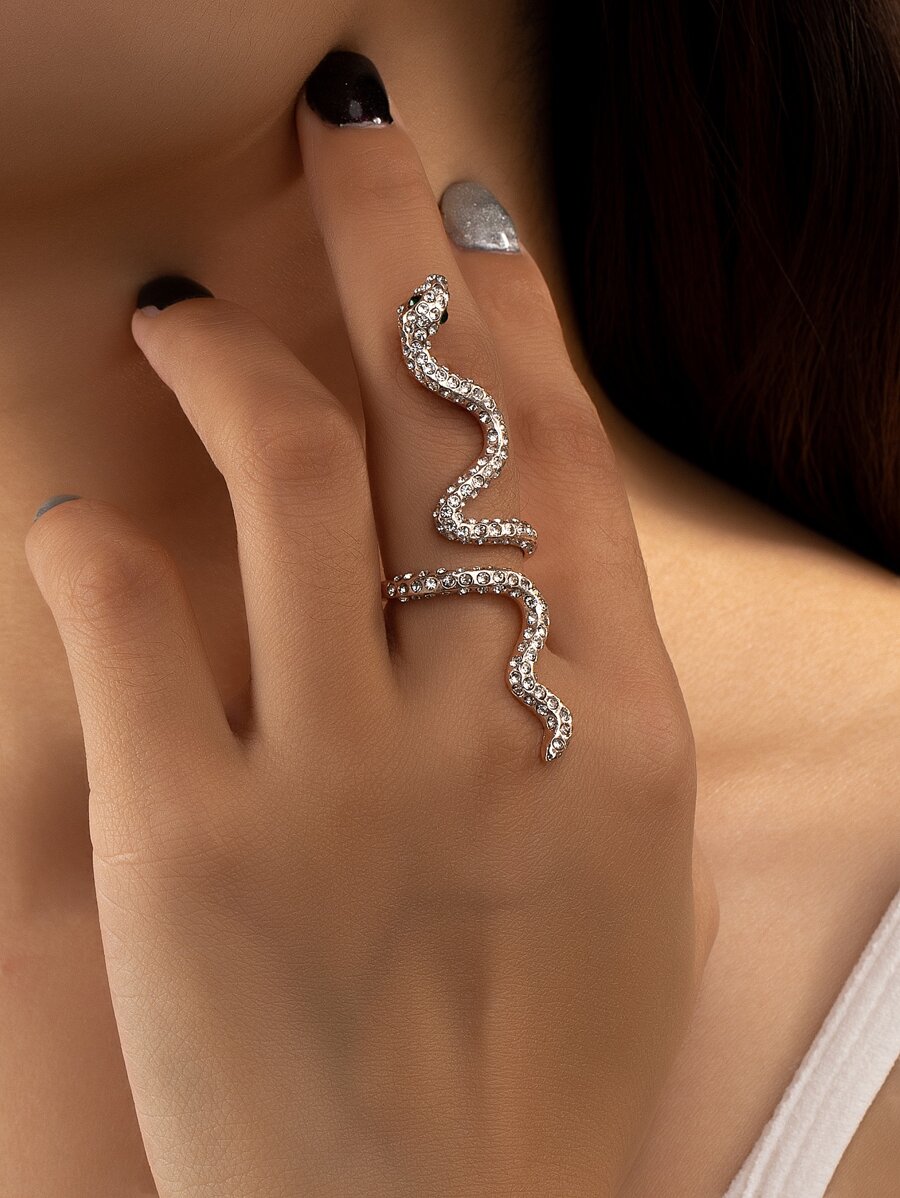 nhẫn thiết kế con rắn - Bạc - Xem 1