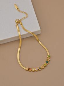 1 chiếc lắc chân bằng thép không gỉ đính đá Rhinestone tinh tế, món quà thời trang và quyến rũ dành cho phụ nữ (Màu pha lê có chút thay đổi) - Vàng - Xem 10