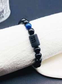 Men Scorpio Symbol Detail Beaded Bracelet - Multicolor - View 2