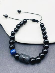 Men Scorpio Symbol Detail Beaded Bracelet - Multicolor - View 3