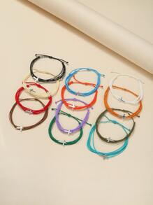 時尚流行12入組/套男士十字裝飾手鍊，適合珠寶禮物和時尚外觀 - 彩色 - 查看 2