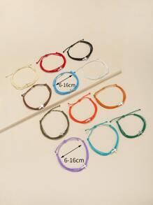 時尚流行12入組/套男士十字裝飾手鍊，適合珠寶禮物和時尚外觀 - 彩色 - 查看 3