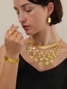 5pcs/set Round Decor Jewelry Set - Yellow Gold - View 2